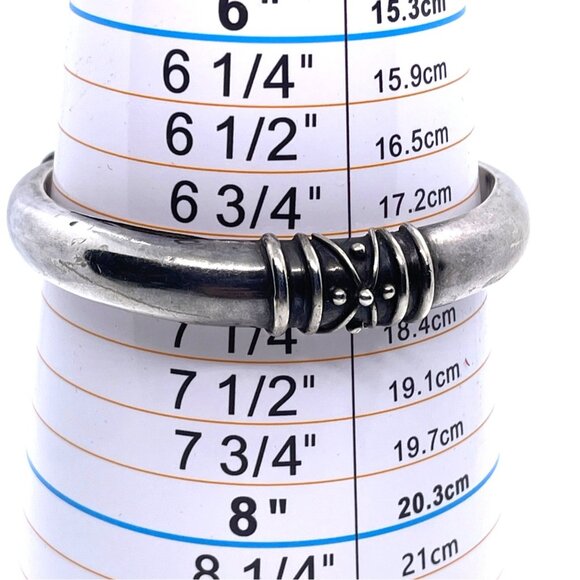 925 Sterling Silver Deborah Armstrong Hollow Dome Cuff Statement Bracelet VTG - Picture 10 of 16